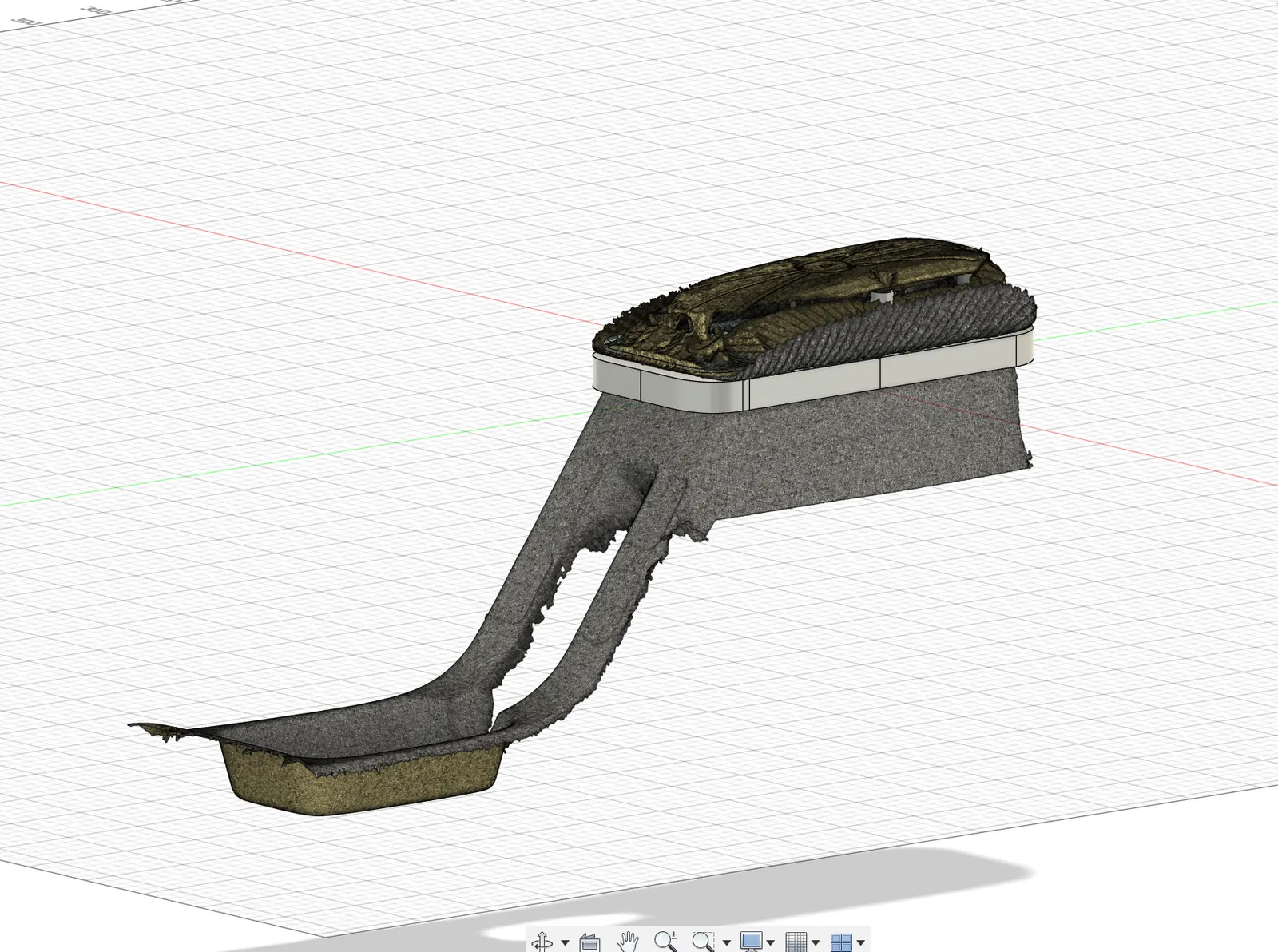 Armrest CAD model built on the scanned centre console