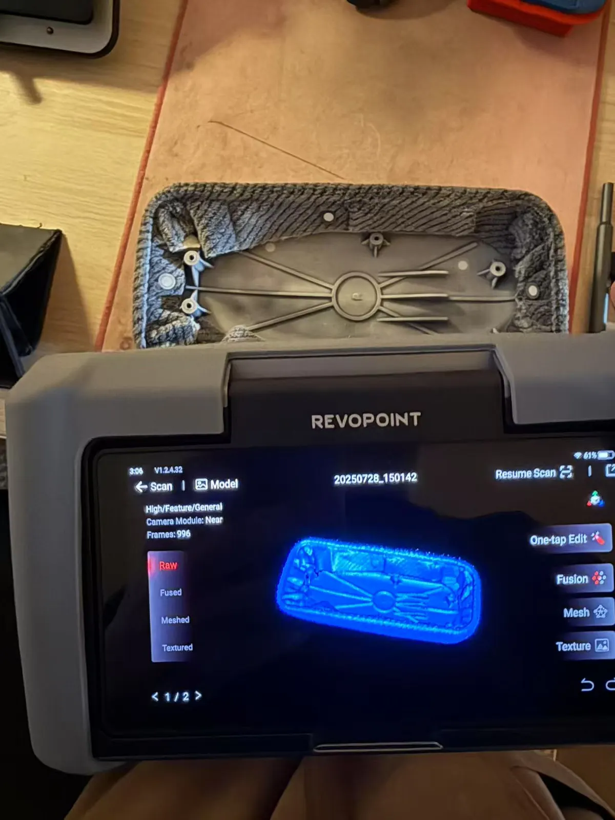 Scanning the armrest base plate