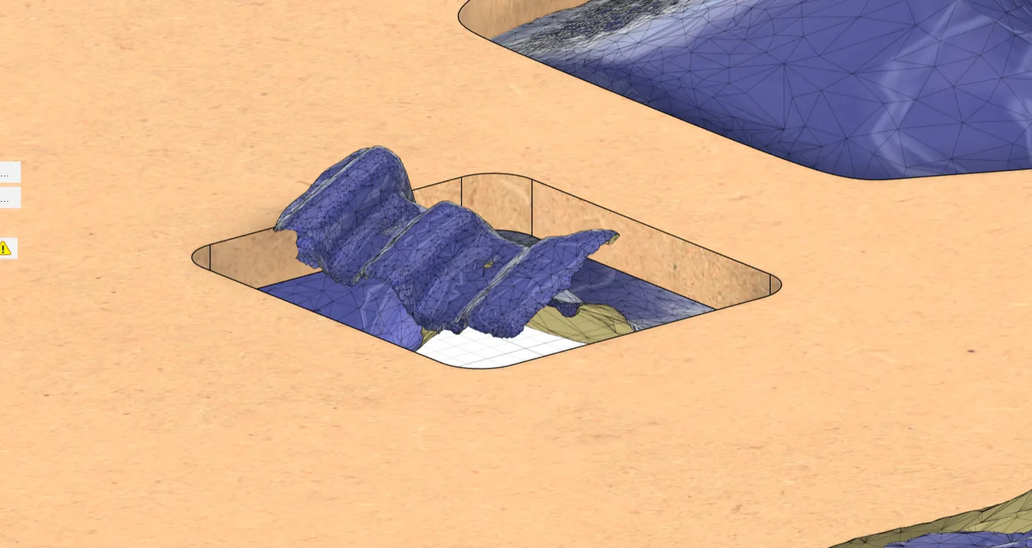 Boot floor hatch recess detail in CAD