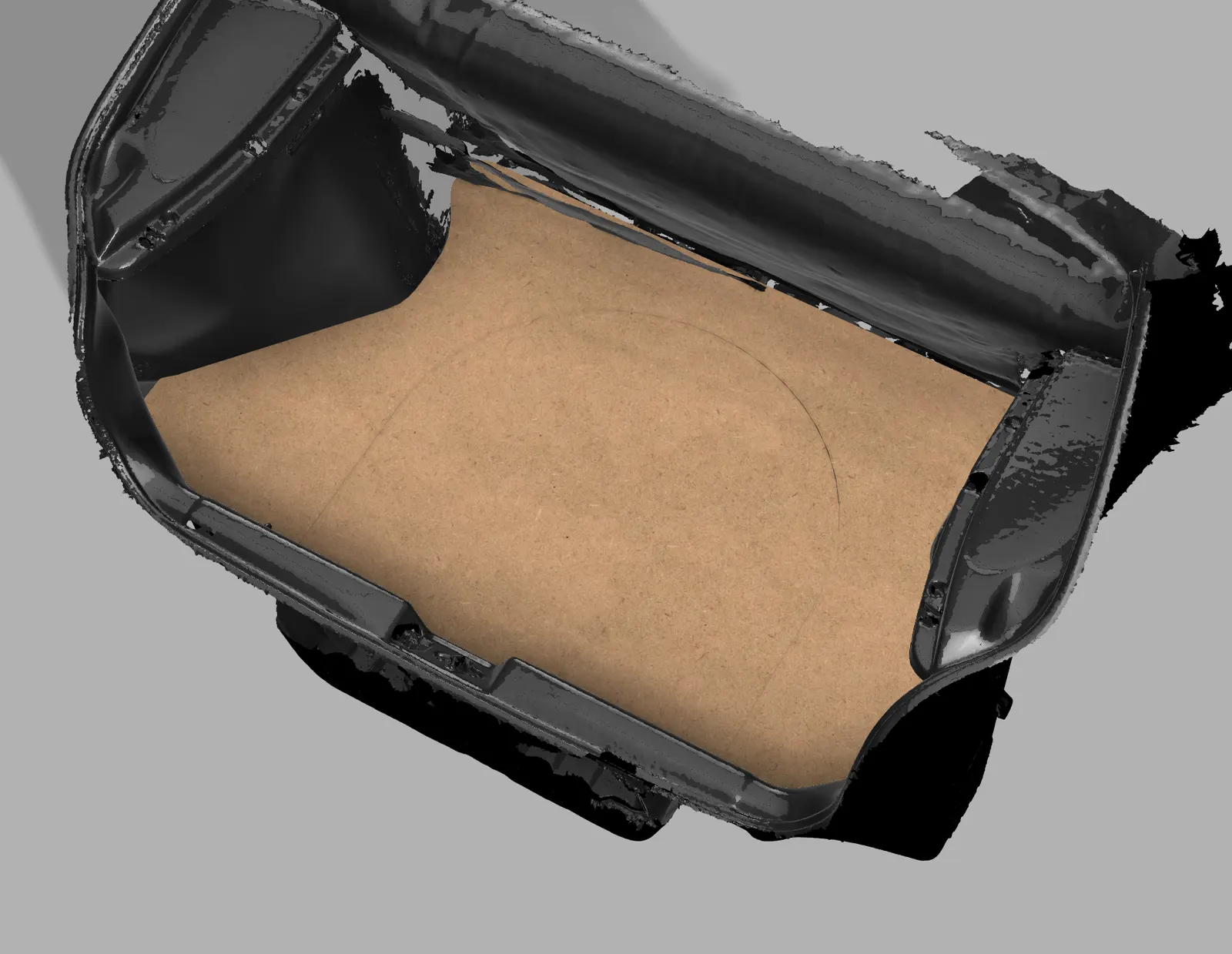Finished boot floor fitted to the textured boot scan