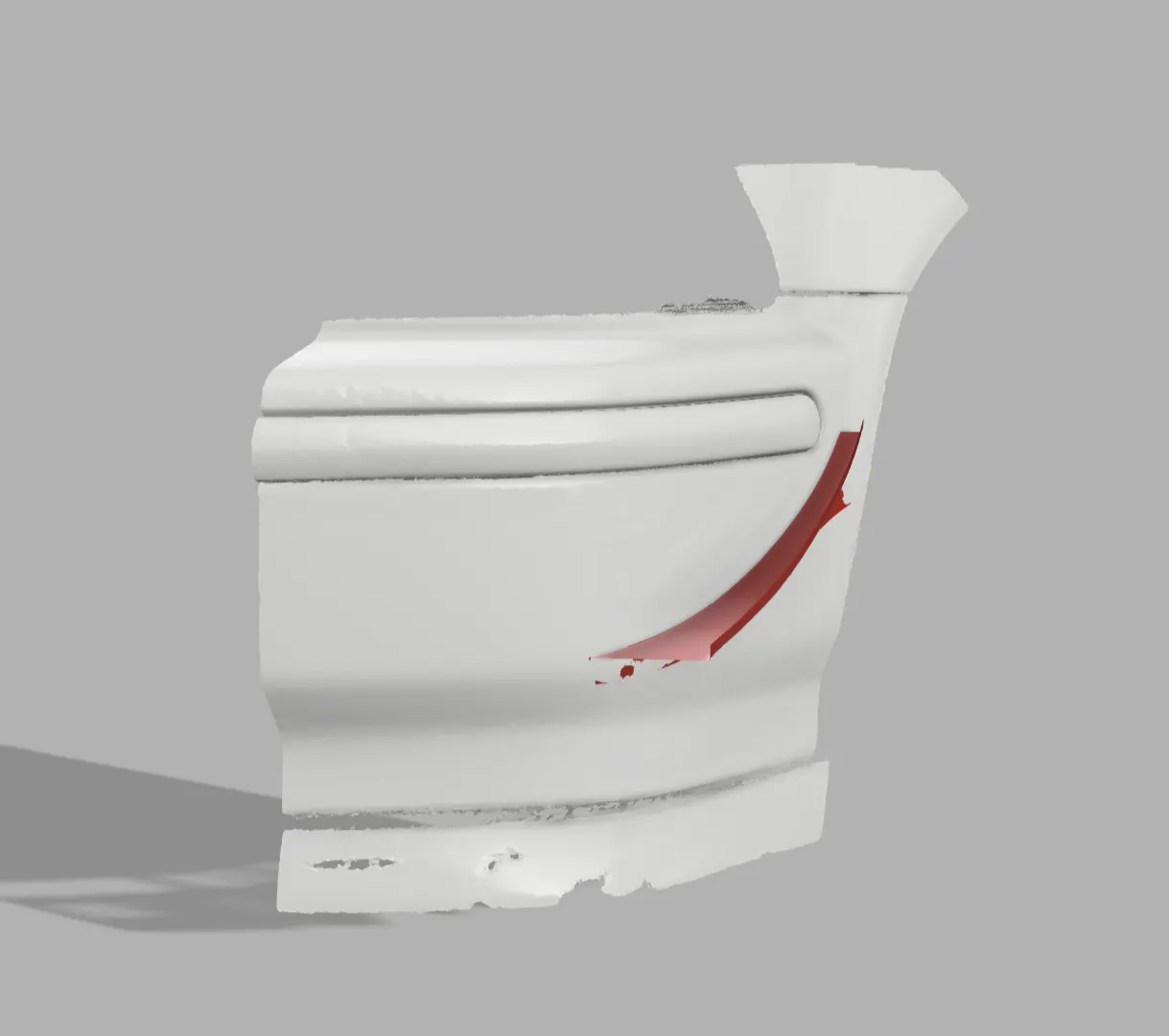 Canard design in red on the white panel scan