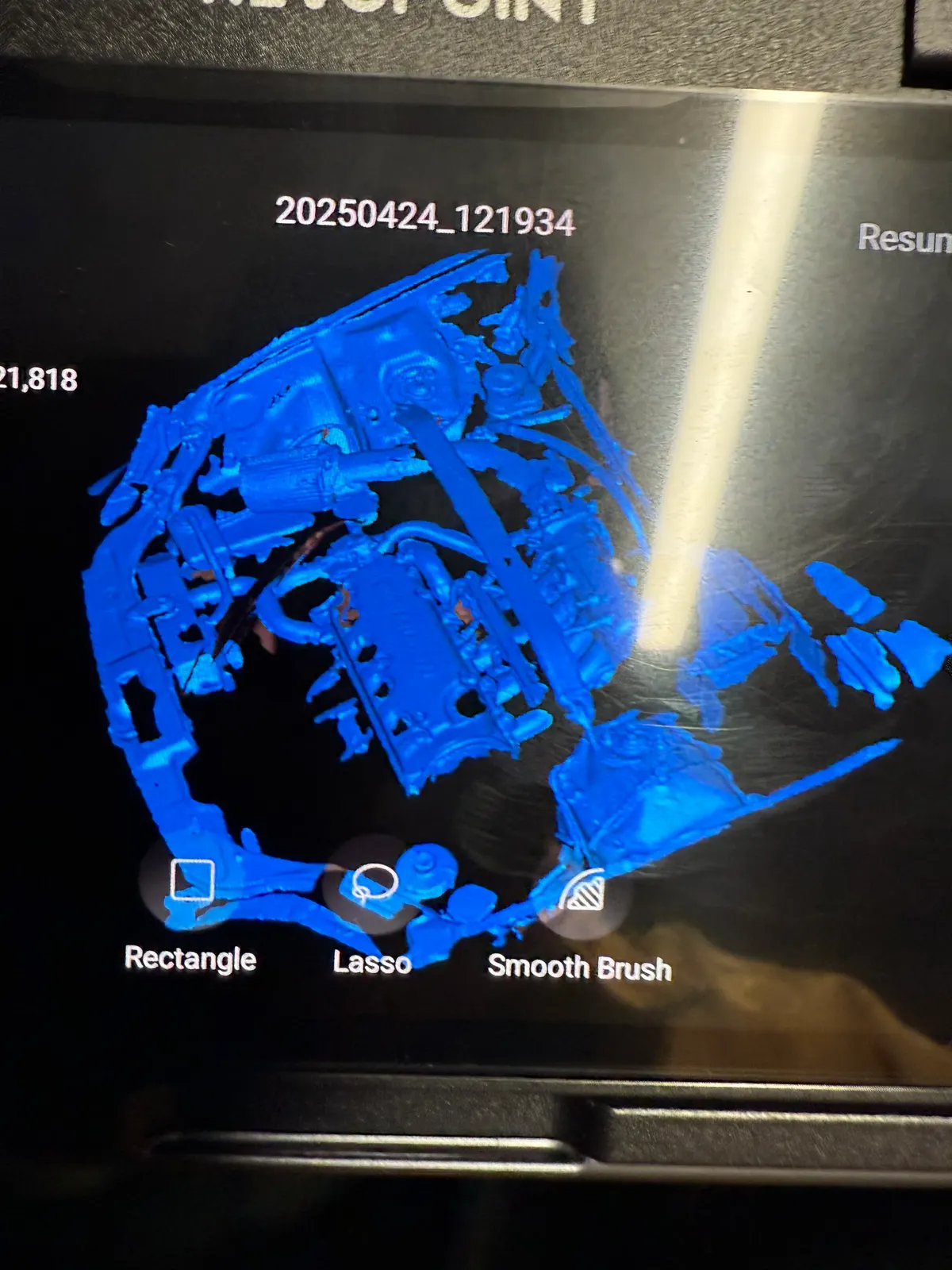 Engine bay scan being cleaned up on the scanner