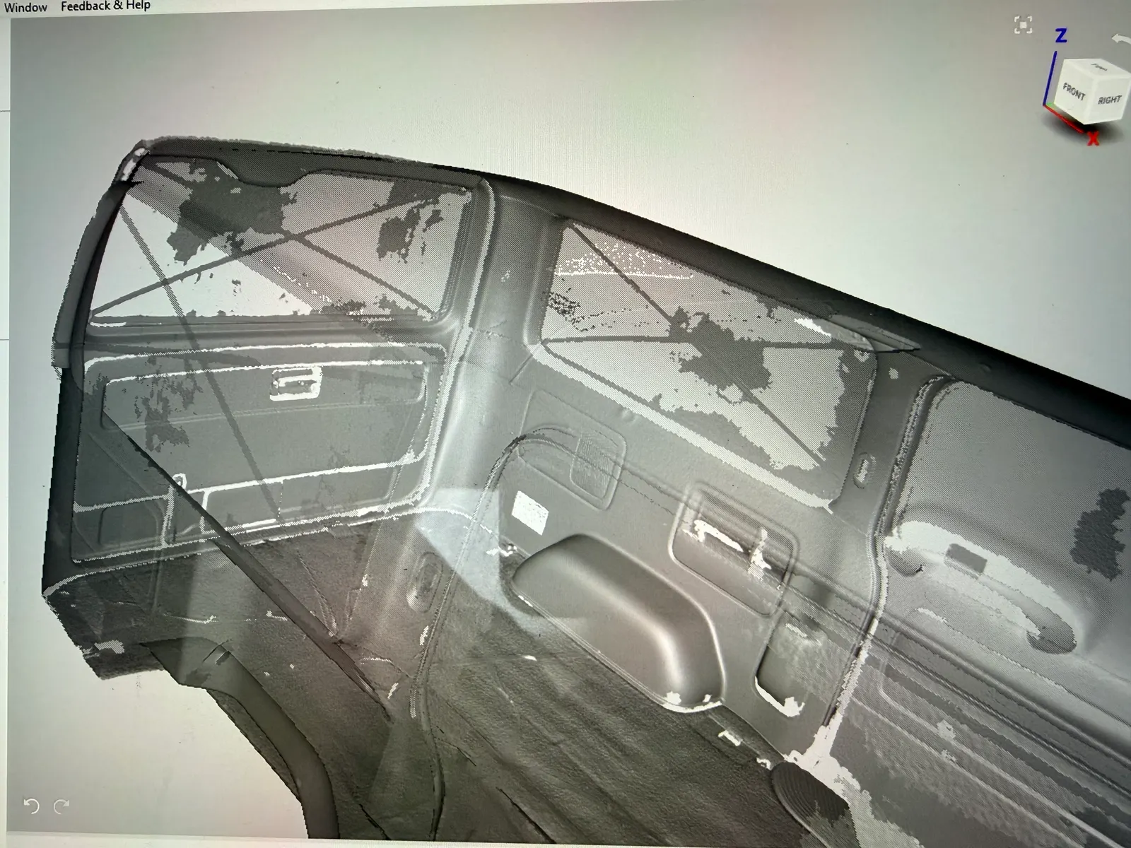 Interior scan reviewed on the scanner screen