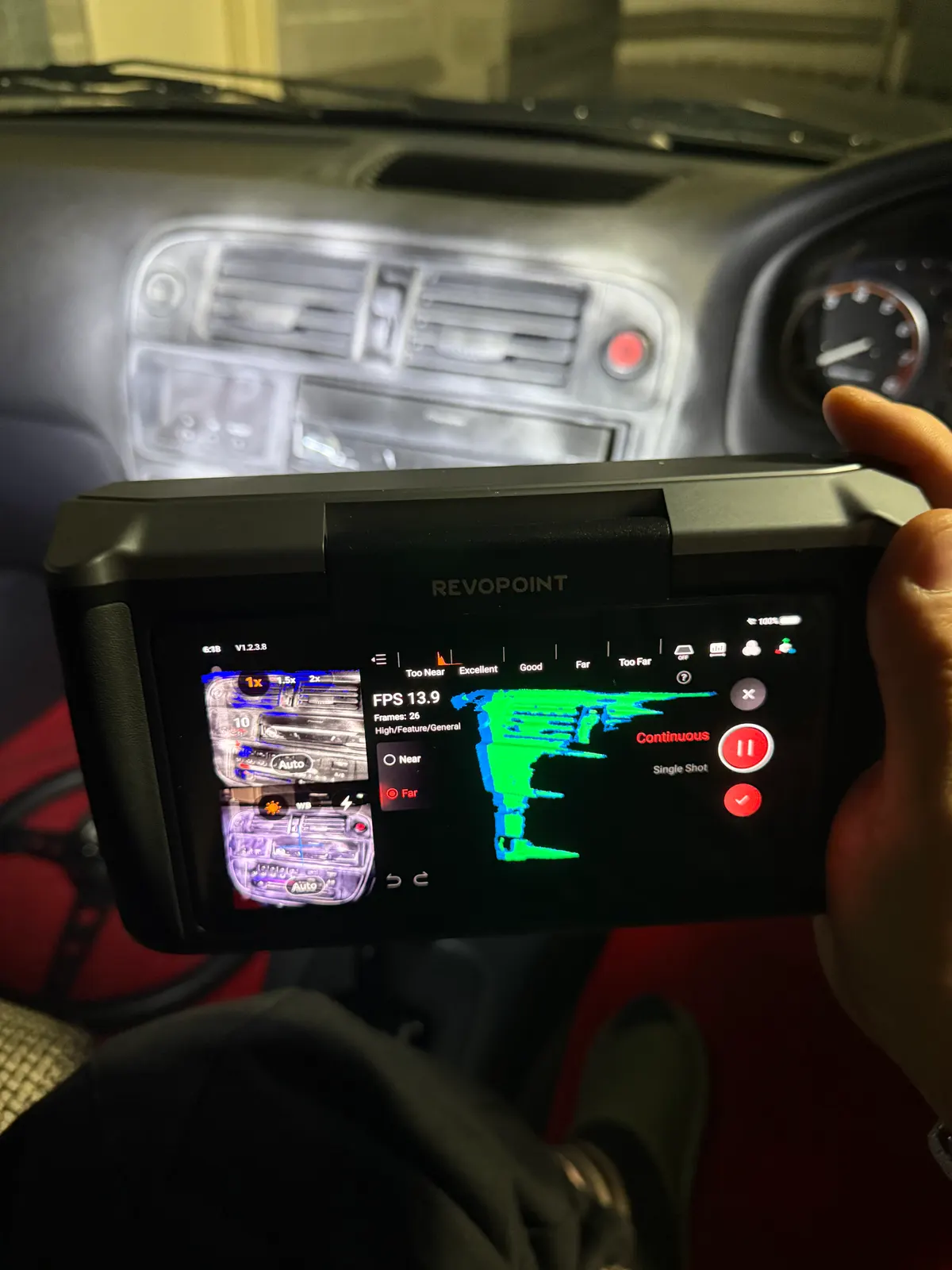 Scanning the dash and centre console